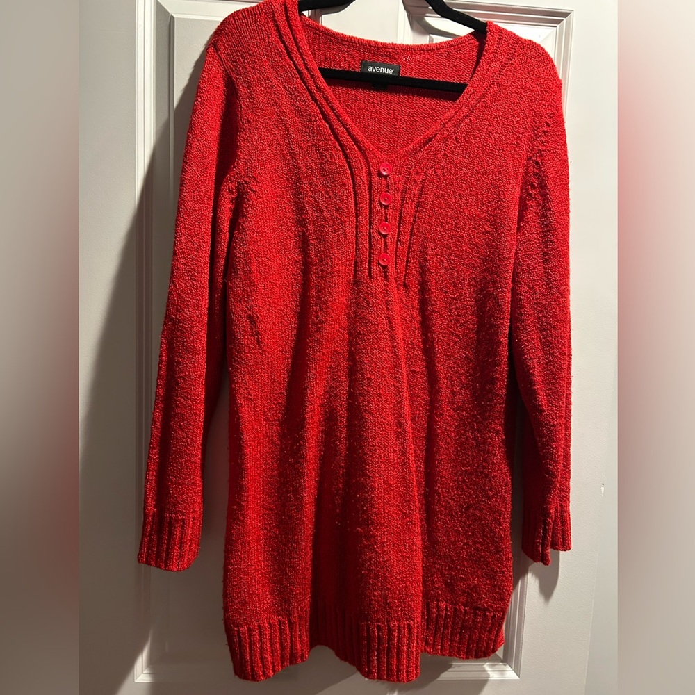 Avenue Women’s Red Knit Sweater Sz 18/20